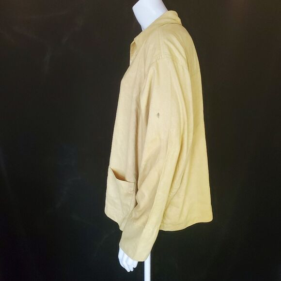 Chico's Yellow Faux Suede Button Down Shirt (3) - Picture 3 of 6